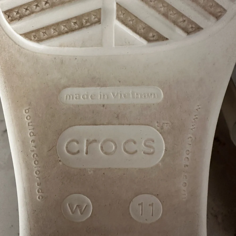 CROCS Gold and Cream Sandals with Metallic Accents - Picture 3 of 5